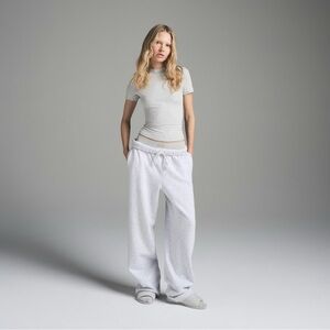 Skims cotton fleece classic straight leg pant Color light heather grey